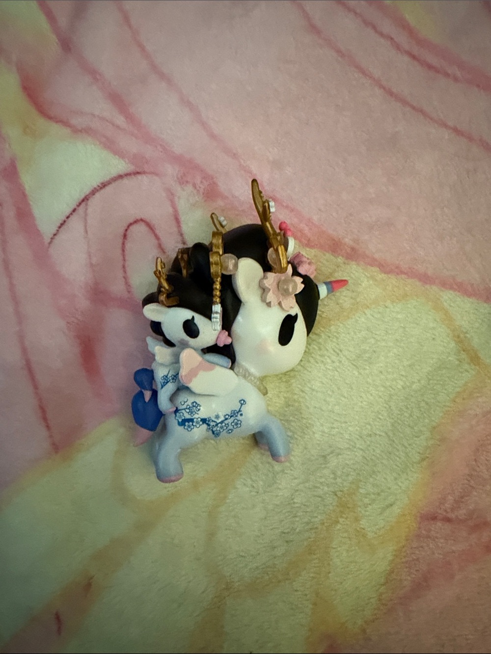 tokidoki White and Blue Figurine Unicorn with Gold Accents